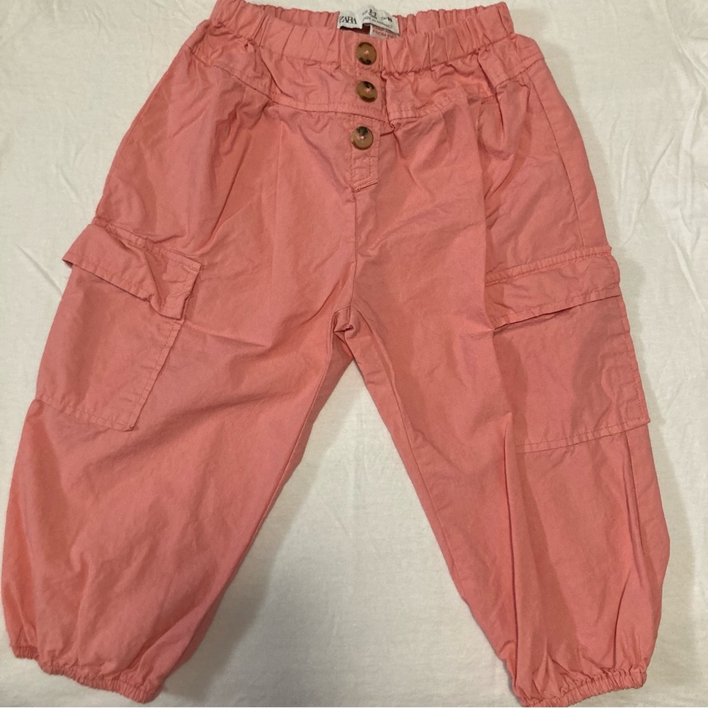 Zara toddler pink cargo nylon pants in size 2-3